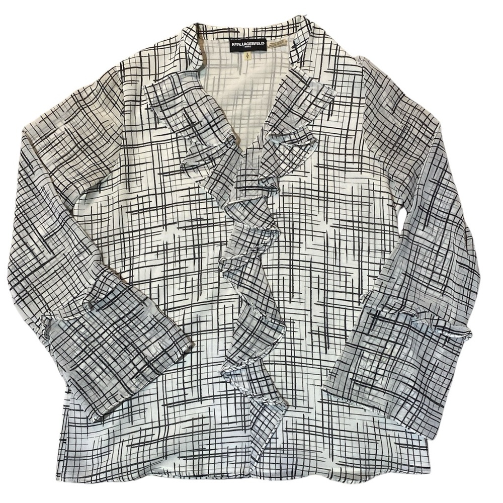 White and black stripe design blouse